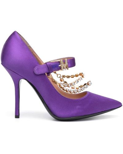 Moschino 105mm Chain-detailed Court Shoes - Purple