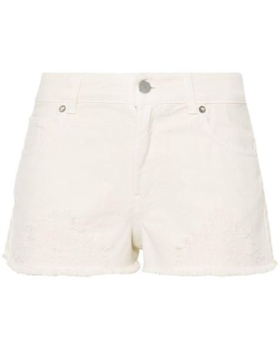 ERMANNO FIRENZE Distressed High-rise Denim Shorts - Natural