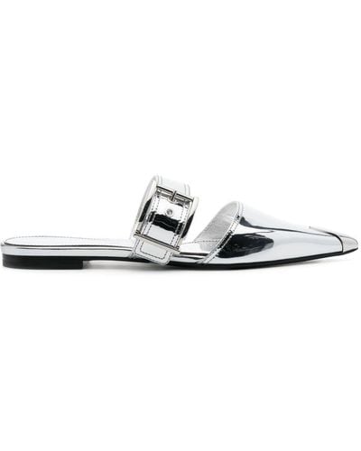 Alexander McQueen Punk Flat Leather Mules - White