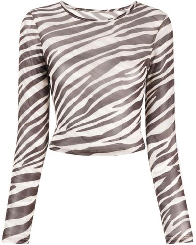 Cynthia Rowley Zebra-print Long-sleeve Top - White