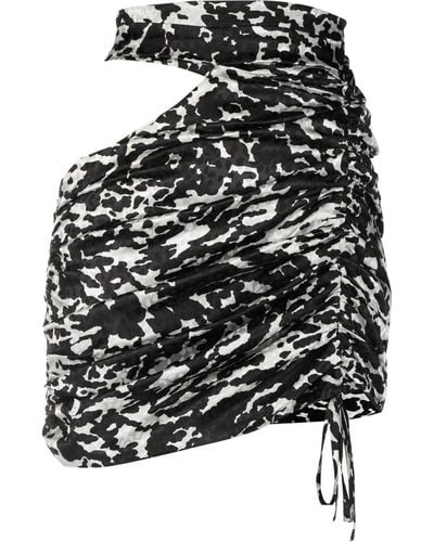 Amen Leopard-print Ruched Mini Skirt - Black