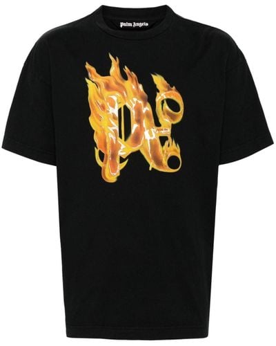 Palm Angels T-shirt Burning Monogram - Nero