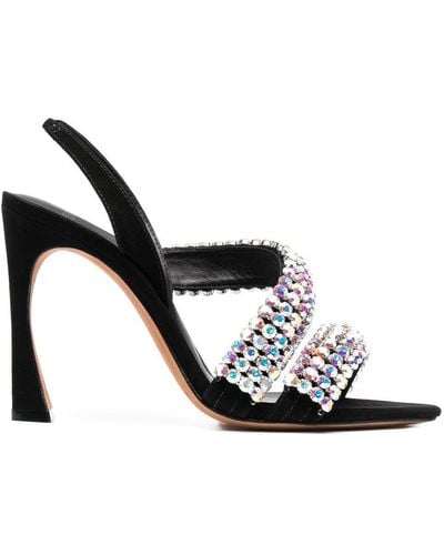 Alexandre Birman Crystal-embellished Leather Sandals - Black