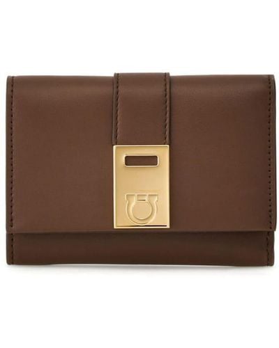 Ferragamo Hug Two-tone Leather Wallet - Brown
