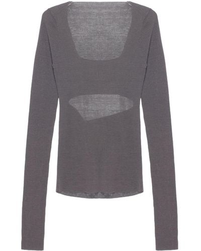 Quira Long-sleeve Ribbed-knit Top - Gray