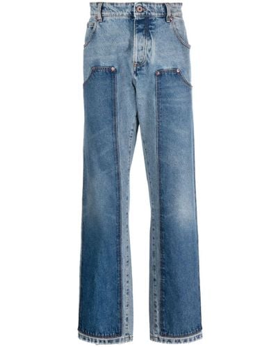 Balmain Hybrid Panelled Straight-leg Jeans - Blue