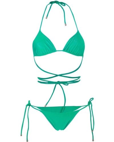 Manokhi Wraparound Tied Bikini Set - Green
