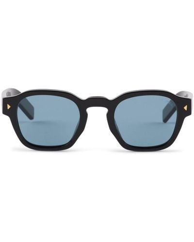 Prada Eckige Sonnenbrille mit Logo-Schild - Blau