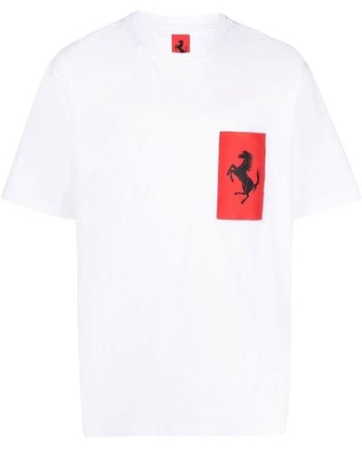 Ferrari T-Shirt mit Logo-Patch - Weiß