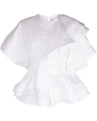 Palmer//Harding Asymmetrische Bluse mit Rüschen - Weiß
