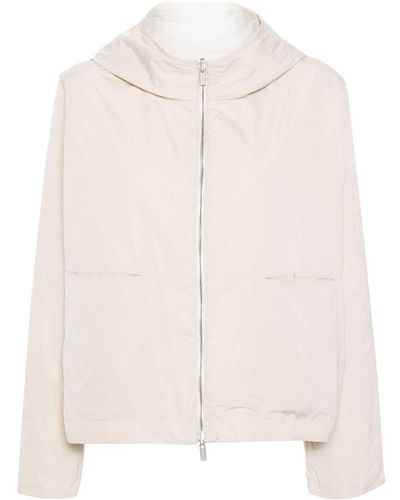 Peserico Reversible Jacket With Hood And High Collar - Natural
