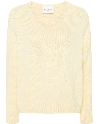 Closed V-neck Organic Cotton Sweater - Natural