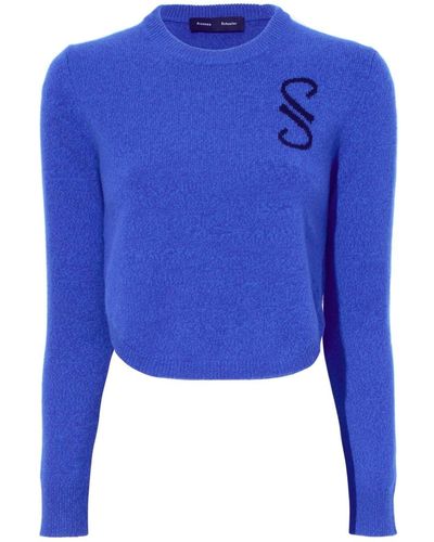 Proenza Schouler Stella Monogram Cashmere Sweater - Blue