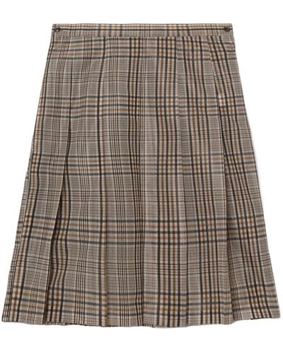 Toga Checked Pleated Skirt - Brown