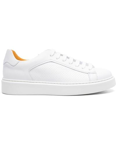 Doucal's Perforated Leather Trainers - White
