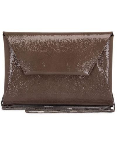 Brunello Cucinelli Leather Envelope Chain Bag - Brown