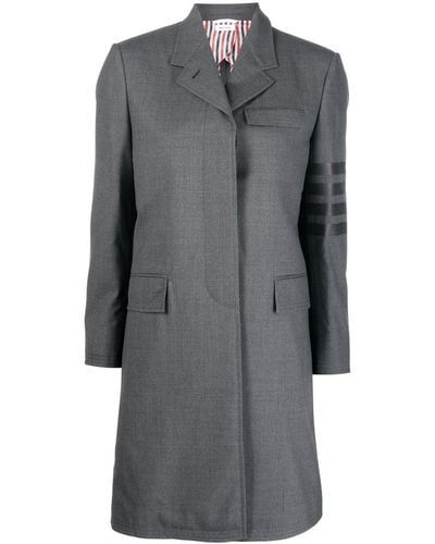 Thom Browne 4-bar Stripe Wool Coat - Grey