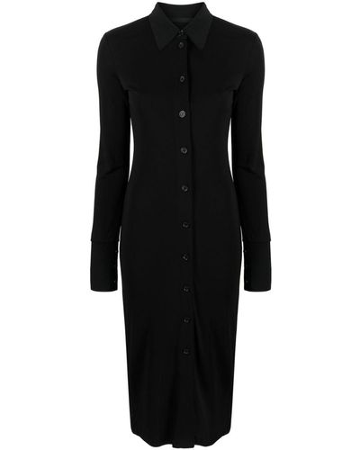 Helmut Lang Vestido camisero midi con botones - Negro