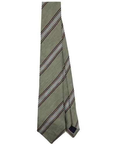 Paul Smith Striped Linen-blend Tie - Green