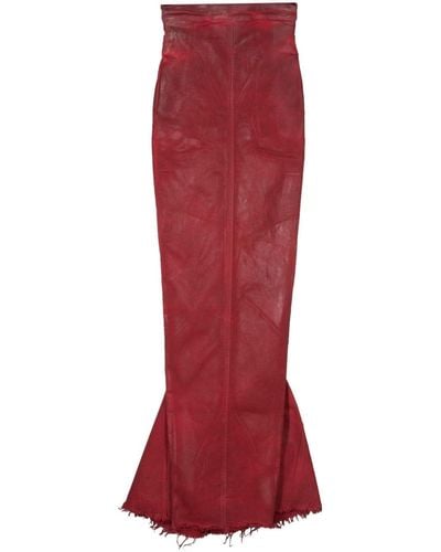 Rick Owens Dirt Pillar Maxi Skirt - Red