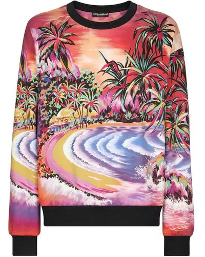 Dolce & Gabbana Island-print Cotton Sweatshirt - Pink