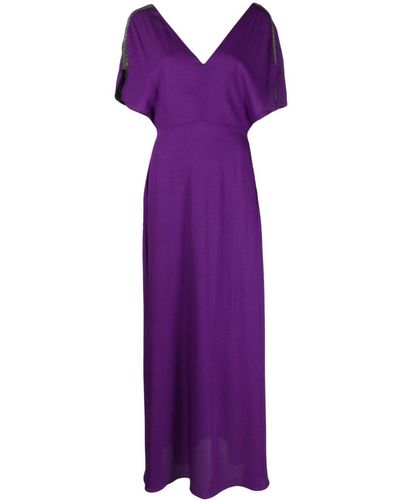 Fabiana Filippi Bead-embellished Silk Maxi Dress - Purple