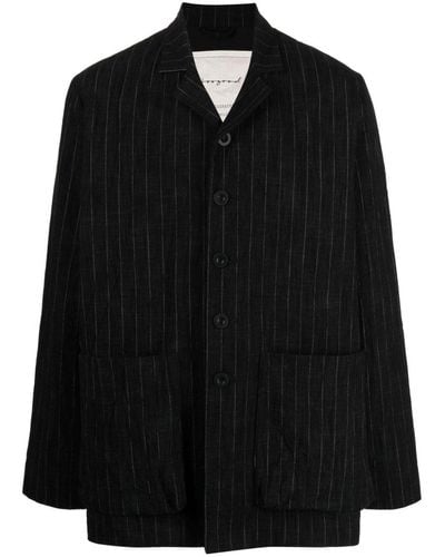 Toogood Pinstripe Button-up Blazer - Black
