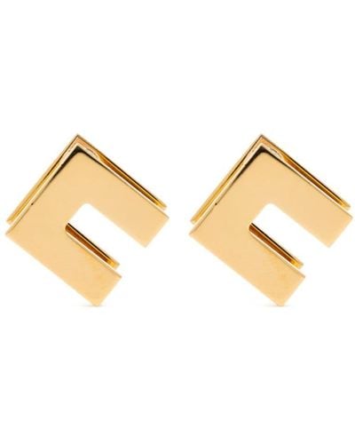 Elisabetta Franchi Monogram-plaque Drop Earrings - Metallic