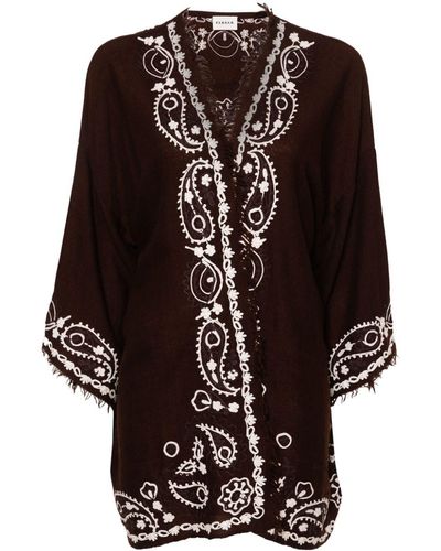 P.A.R.O.S.H. Floral-embroidery Cashmere Cardigan - Black