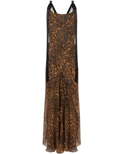 Nina Ricci Leopard-print Silk Maxi Dress - Brown
