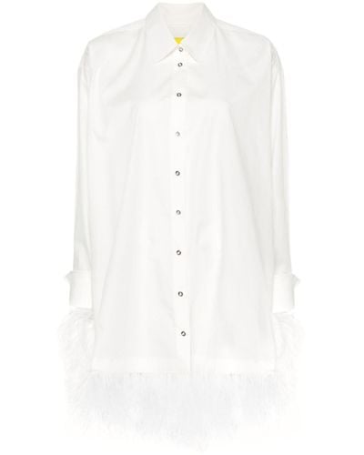 Marques'Almeida Feather-trim Cotton Midi Dress - White