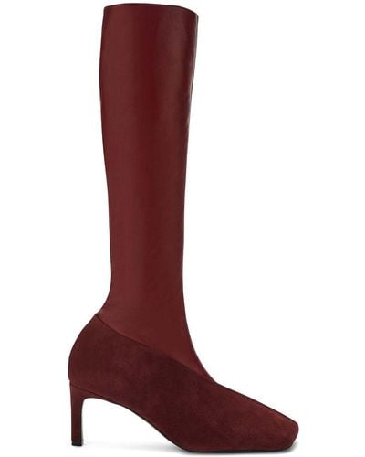 Jil Sander Suede-panelled Leather Boots - Red