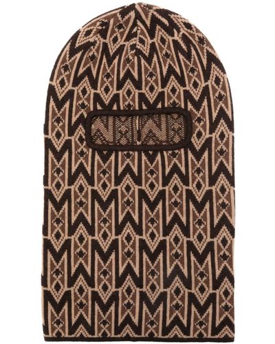 Mackage Monogram-jacquard Wool-blend Balaclava - Brown