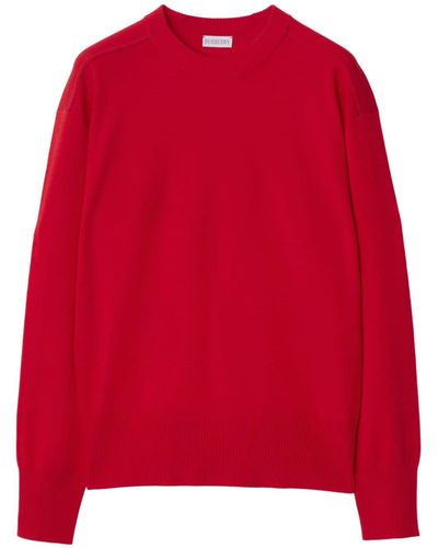 Burberry Crew-neck Ribbed-edge Jumper - Red