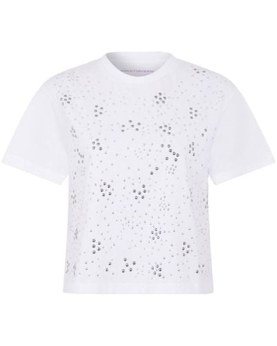 Rabanne Camiseta con apliques y cuello redondo - Blanco