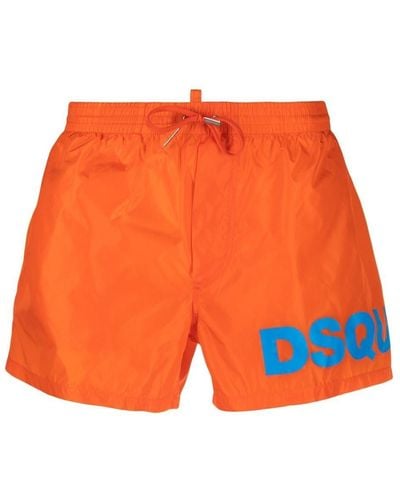 DSquared² Badeshorts mit Logo-Print - Orange