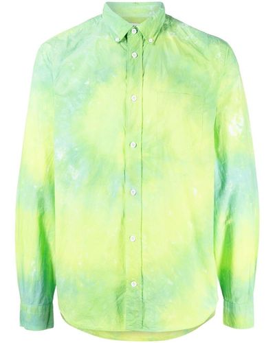 Stain Shade Long-sleeve Tie-dye Shirt - Green