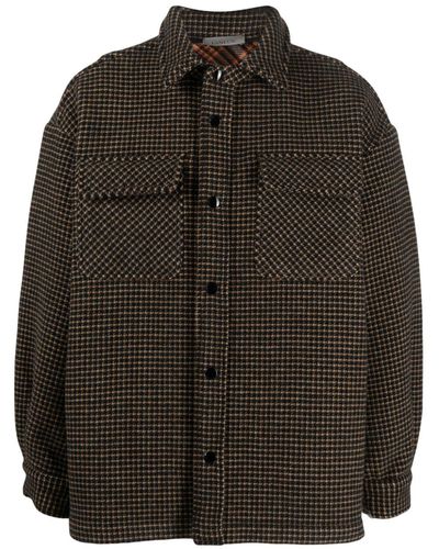 Laneus Check-pattern Virgin Wool Jacket - Black