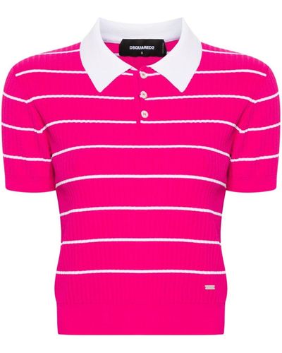 DSquared² Gestricktes Poloshirt mit Logo-Schild - Pink