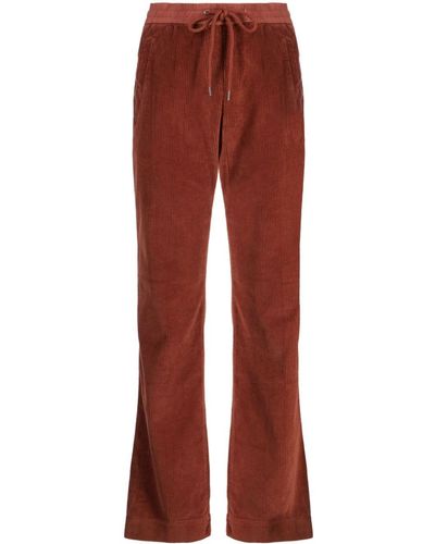 James Perse Pantalon en velours côtelé à taille haute - Rouge