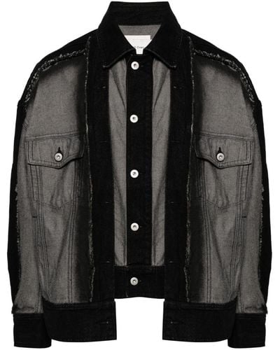 Feng Chen Wang Deconstructed Denim Jacket - Black