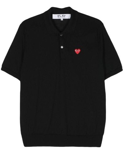 COMME DES GARÇONS PLAY Heart-patch Wool Polo Shirt - Black