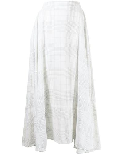 Maticevski Falda de seda a cuadros - Blanco