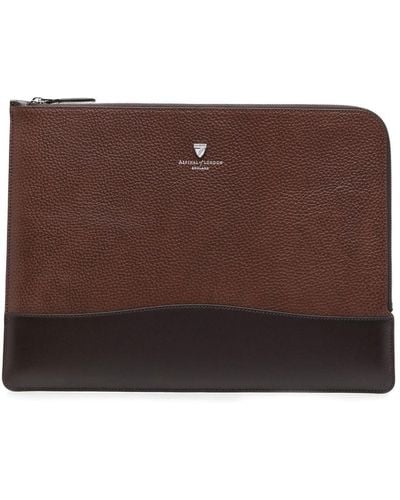 Aspinal of London City Tech Leather Laptop Bag - Brown