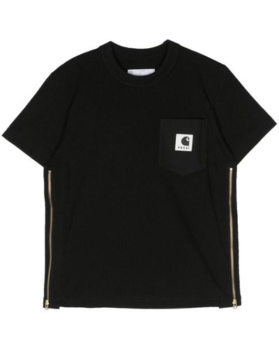 Sacai T-shirt Met Logopatch - Zwart