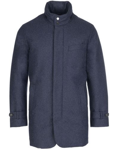 Norwegian Wool Down-lined Virgin-wool Coat - Blue