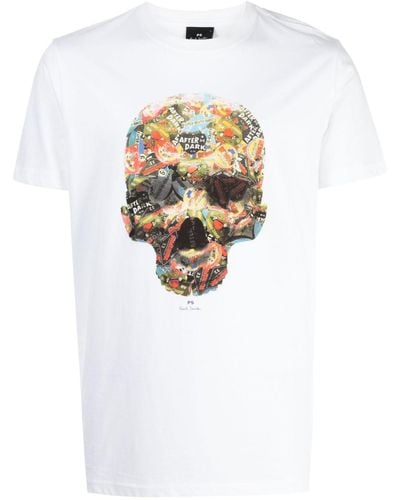 PS by Paul Smith Camiseta Sticker Skull - Blanco