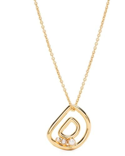 Missoma Chubby Pearl Initial Necklace - Metallic