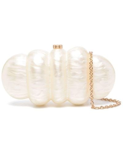 Cult Gaia Puffer Leren Clutch - Naturel