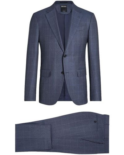 Zegna Pak Met Enkele Rij Knopen - Blauw